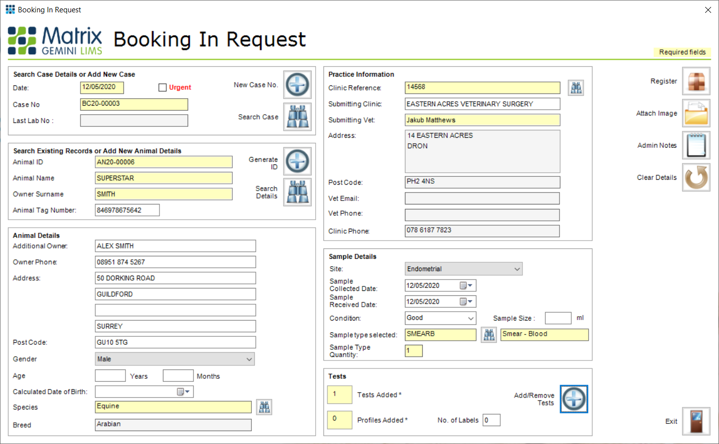 Booking In Request Vet