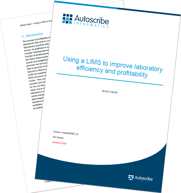 Picture of cover of white paper - Using a LIMS to improve laboratory efficiency and profitability